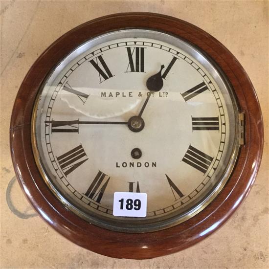 Victorian mahogany single fusee wall dial timpiece, signed Maple & Co Ltd, London